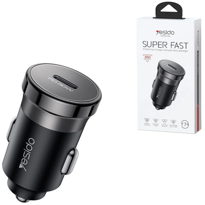 شارژر فندکی PD و فست تک پورت Yesido مدل Y74 30W