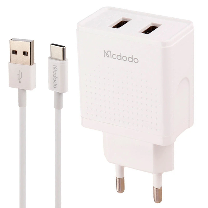 شارژر دیواری فست دو پورت Mcdodo مدل CH-3972 12W به همراه کابل شارژ Type-C