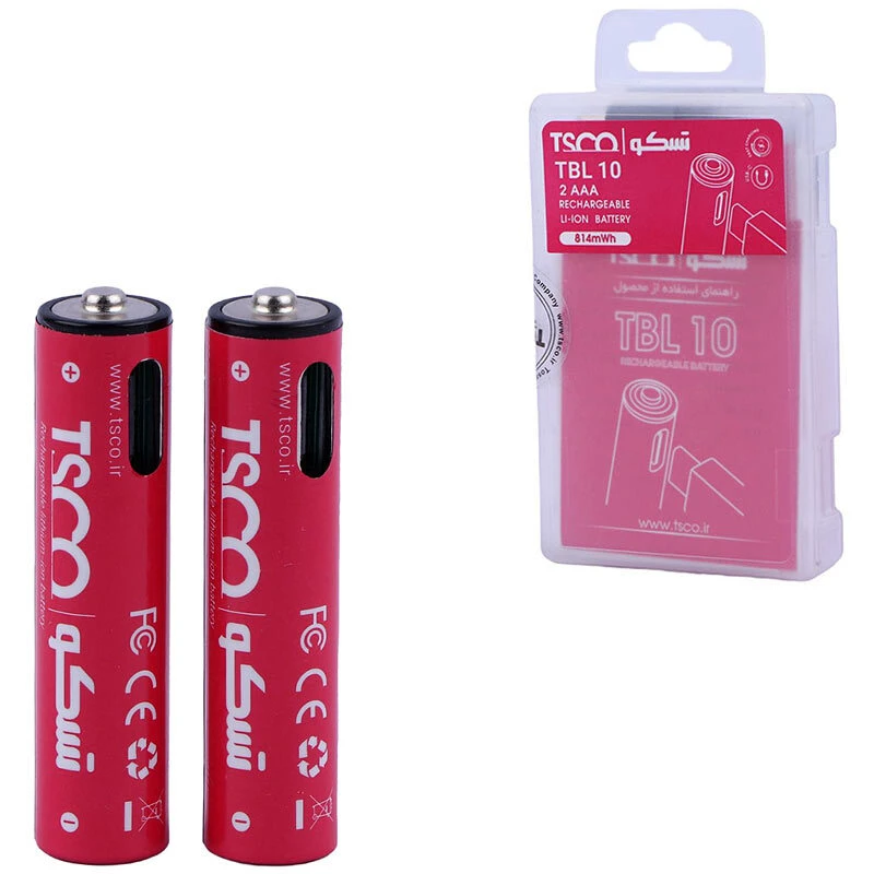 باتری دوتایی نیم قلمی شارژی TSCO TBL 10 AAA 220mAh