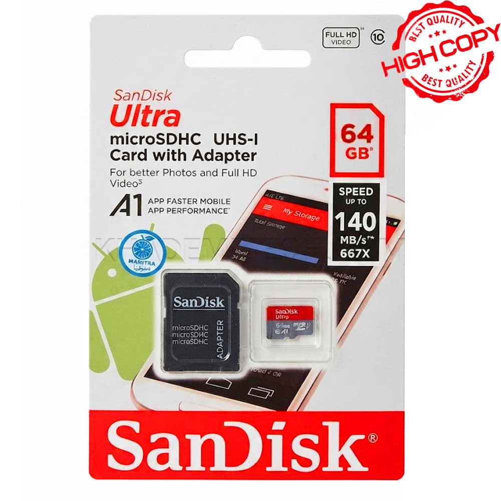 رم سندیسک مدل SanDisk ULTRA 140MB A1 C10 64GB گارانتی مادام العمر