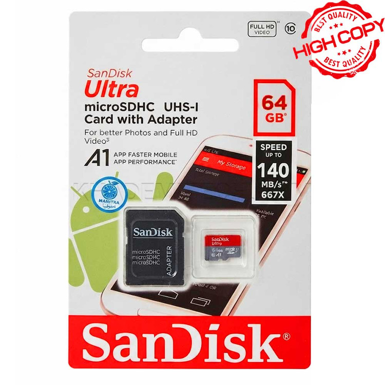 رم سندیسک مدل SanDisk ULTRA 140MB A1 C10 64GB گارانتی مادام العمر