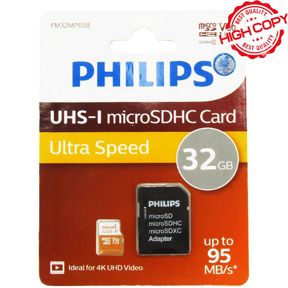 رم میکرو فیلیپس مدل PHILIPS 95MB A1 V30 32G گارانتی مادام العمر
