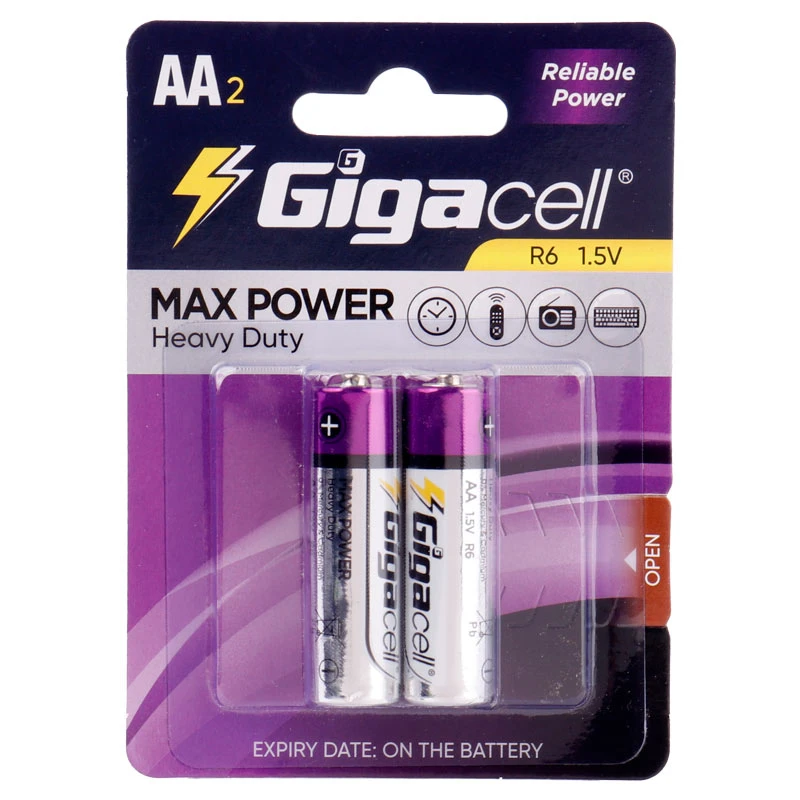 باتری دوتایی قلمی گیگاسل Max Power Heavy Duty R6