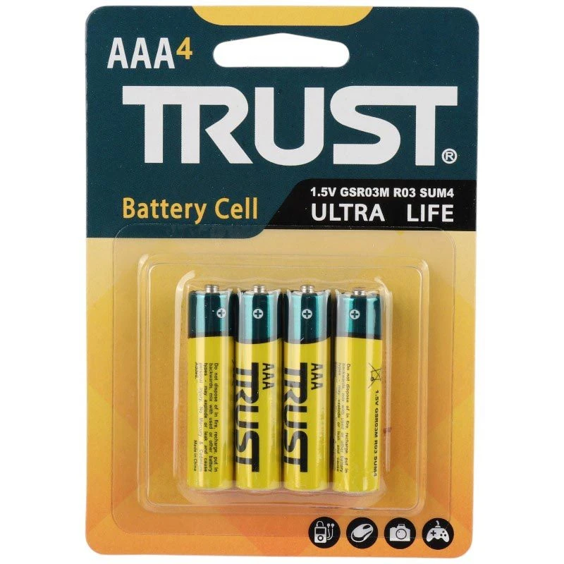 باتری چهارتایی نیم قلمی تراست Ultra Life R03
