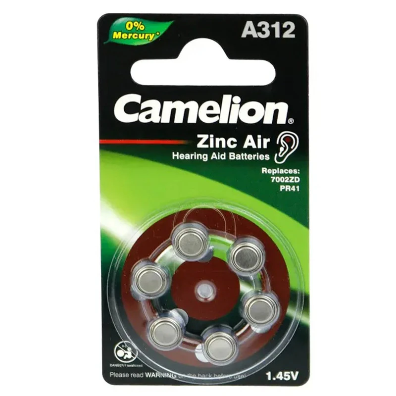 باتری سمعکی Camelion Zinc Air مدل A312 بسته 6 عددی