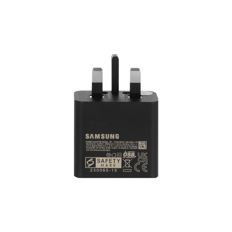 شارژر دیواری سه پین SAMSUNG 25W T2510 ( فست و PD) DST (گارانتی شش ماهه) درجه یک