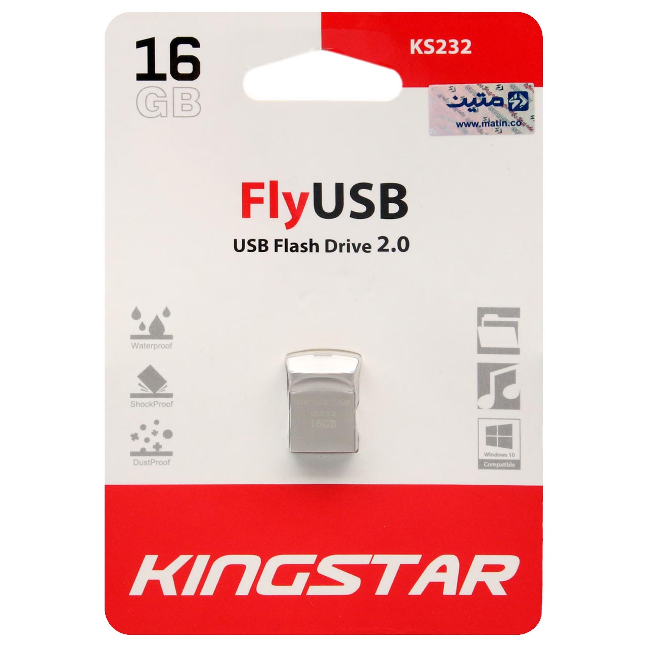 فلش مموری KingStar Fly KS232 USB2.0 Flash Memory-16GB نقره ای