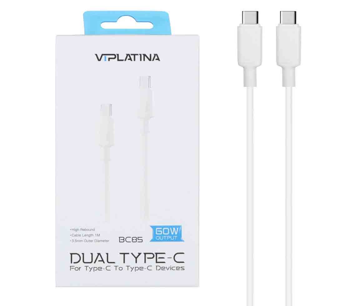 کابل شارژ فست VIPLATINA Type-C To Type-C مدل BC85 60W