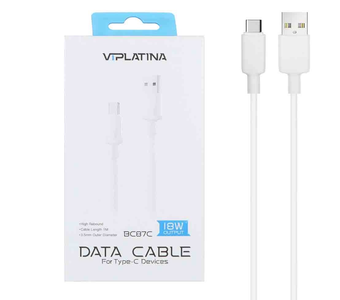 کابل شارژ فست VIPLATINA Type-C مدل BC87C 18W