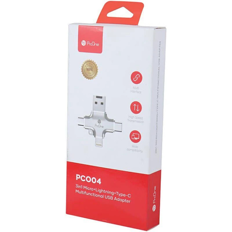 تبدیل USB OTG به میکرو یو اس بی / تایپ سی / لایتنینگ پرووان PCO04