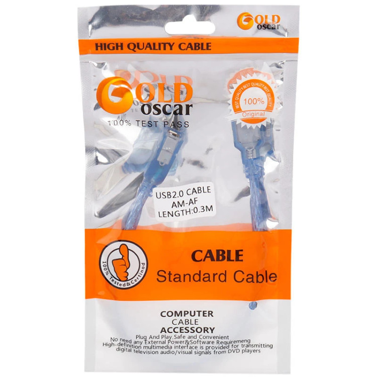 کابل کوتاه افزایش طول USB گلد اسکار Gold Oscar طول 30 سانتی متر شیلد دار